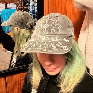 Gray Cap with White Tribal Design